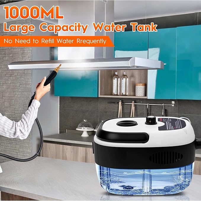 Steam Cleaner 2500W High Handheld Steam Cleaner 1L Portable Car Steam Cleaner 6 High Speeds Pressure Temperature Steam Cleaning Machine with 3 Brush Heads for Kitchen Home Car Cleaning（White）