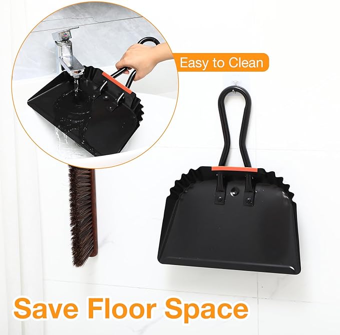 Mumufy 4 Pack Industrial Metal Dustpan 12 Heavy Duty Dust Pan with Handle Handheld Dustpan Wide Scooper Dust Debris Sweeping Tool Precision Edge Ideal for Cleaning Indoor Outdoor Surfaces(Black)