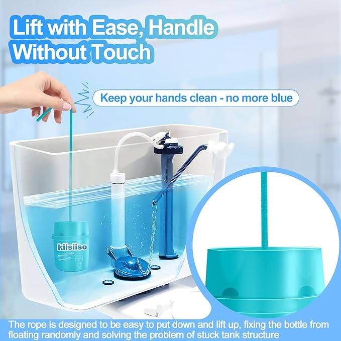 KIISIISO Toilet Bowl Cleaners-6 Pack Automatic Toilet Tank Cleaner Tablets in Bottles Long-Lasting Powerful Cleaning Prevents Bathroom Stain &amp Odors Build Up Septic Safe Blue Water