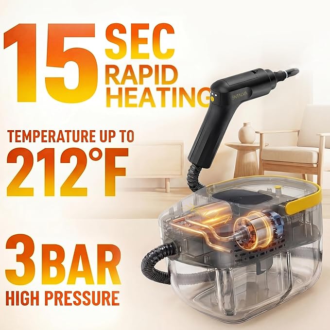 Steam Cleaner for Home 1600W Handheld Steamer for Cleaning with 1.69QT Tank High Temp Pressurized Steam Cleaner with 15 Accessories for Grout Tile Floor Couch Car Detailing