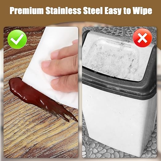 Bathroom Trash Can with Lid 3.7 Gal Plastic Marble Wood Pattern Small Office Trashcan Garbage Can for Bedroom Kitchen Slim Trash Bin Waste Basket Decorative Modern Trashcans