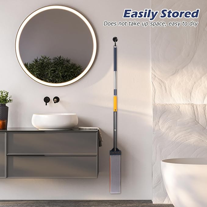 Large Flat Mop Cleaning Compartment No Wash Handheld Dust Mop for to Store Rotation for Efficient Floor Cleaning for All