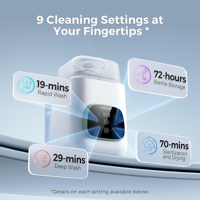Momcozy KleanPal Pro Baby Bottle Washer Sterilizer &amp Dryer - All-in-One Cleaning Machine for Bottles Pump Parts &amp Baby Essentials - Time-Saving &amp Effortless Care