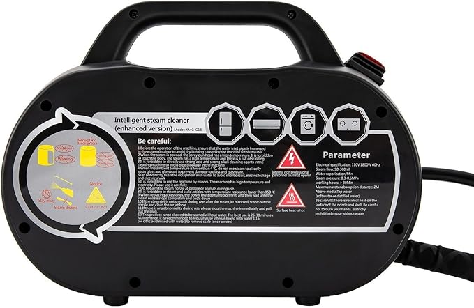 Handheld Steam Cleaner 1800W Car Steam Cleaners for Home Use Wet and Dry Adjustable Portable Steam Cleaner for Cleaning with Torch High Pressure Steam Cleaner for Car Detailing (Black)