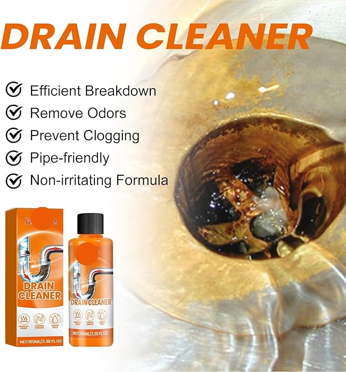 Powerful Pipe Unclogging Liquid for Kitchen and Toilet - Fast Acting Drain Cleaner to Remove Hair Grease &amp Odor Keep Drains Fresh &amp Clear(2PCS)