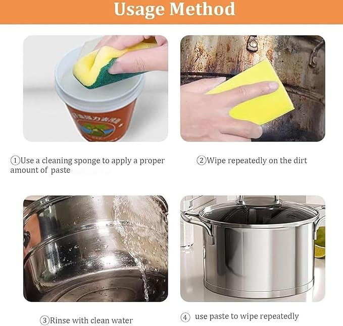 RJDJ Multi-Purpose Coconut Oil Cleaning &amp Polishing Paste Stainless Steel Cookware Cleaner Natural Coconut Oil Cleaning Paste Powerful Kitchen All-Purpose Cleaner for Oven Pot and Stove (3pcs)