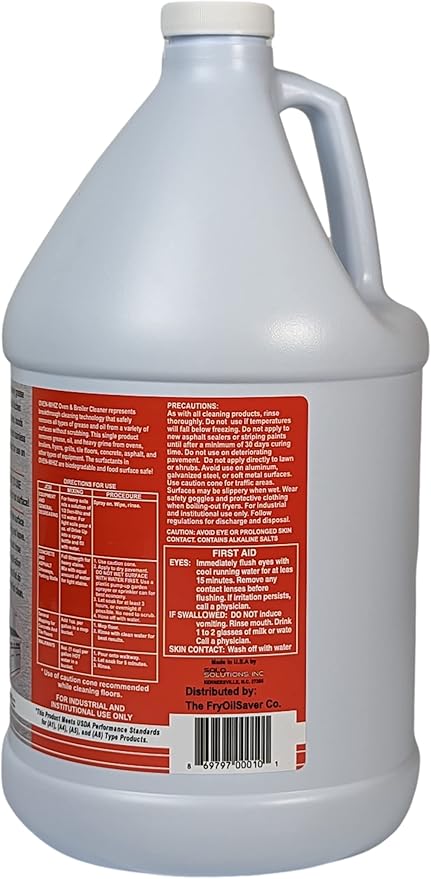 4 x 1 Gallon (512 Oz.) Oven-Whiz Oven &amp Grill Cleaner by FryOilSaver Co. Tough Stain Buildup Grease &amp Food Burnt Eliminator for BBQ Grill Ovens Stainless Steel for Home Kitchen Restaurant