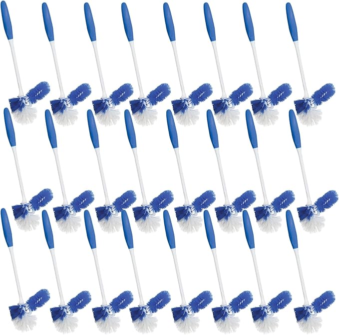 LOLA Classic Toilet Brush w/Under-The-Rim Scrubber 24 Pack Deep Cleans The Entire Toilet Bowl Non-Slip Handle w/Rubber Comfort Grip