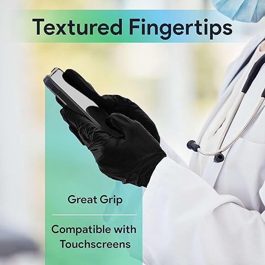 Black X Large Nitrile Gloves Case of 1000 - Medical Grade - Latex-Free Powder-Free - Disposable Nitrile Gloves - Medical Exam Lab and Industrial Use