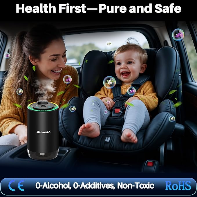 Smart Car Air Freshener Diffuser with Starry Sky Projection and 50ml Perfume Auto On/Off Intelligent 3 Adjustable Spray Modes Rechargeable Car Aroma Diffuser Cologne