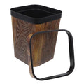 Retro Style Square Garbage Can with Faux Wood Grain Removable Press Ring Wastebasket for Bathroom Bedroom Kitchen Compact Design for Spaces Easy to Clean and Maintain
