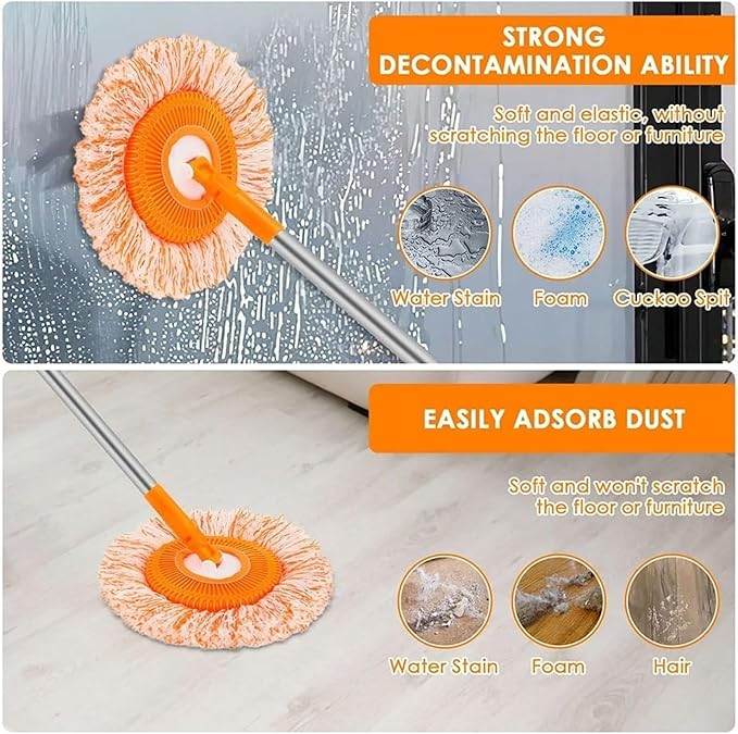 Rotatable Sunflower Household Removable High-Rise Cleaning Supplies Round Mop with Extension Pole for Wall Ceiling