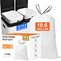 10.6 Gallon Drawstring Trash bags for Dual Compartment Can (2 x 10.6 Gallon) 200 Count 1.2 Mil Thickness Garbage Liner Pre-Separated Heavy Duty 35–40 Liter Compatible with Code M
