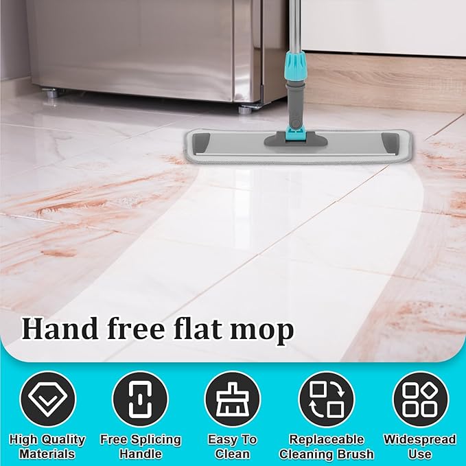 Microfiber Mop Floor Cleaning Mop Flat Mop with Stainless Steel Handle 4 Reusable Washable Mop Pads for Hardwood Laminate Tile Floor Cleaning