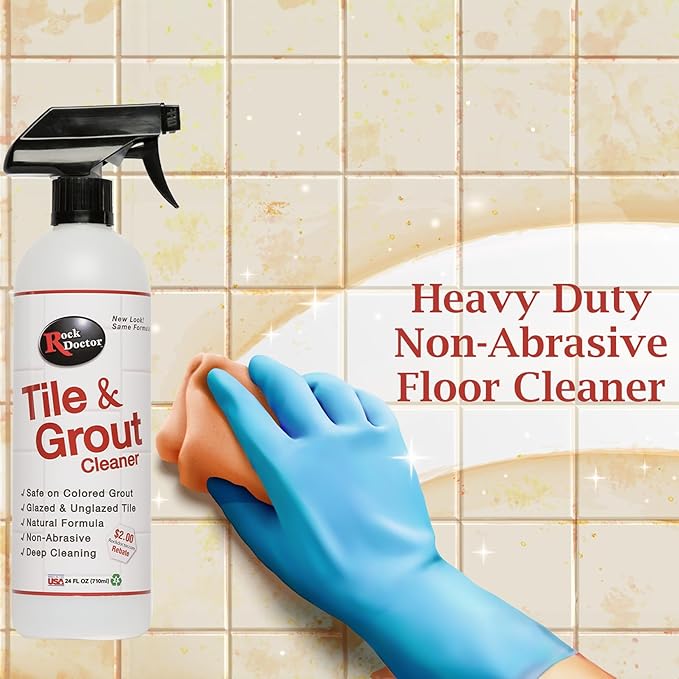 Rock Doctor Tile and Grout 24oz.Rock Doctor Natural Tile and Grout Cleaner Remove Stains Dirt Oil and Soap Scum Heavy Duty Non-Abrasive Tile Cleaner Natural Formula Pack of 2 2/pack