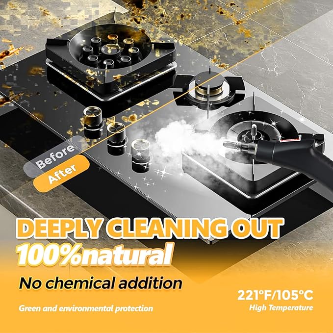 Steam Cleaner Handheld with 1200ml Large Water Tank High Pressure Steamer for Floors Upholstery Grout Car