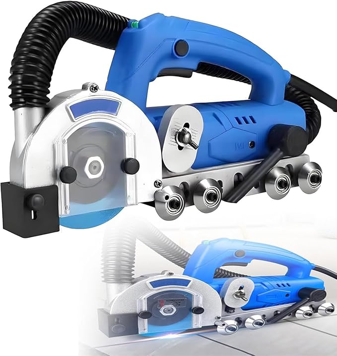 Electric Grout Cleaner 1200W With Vacuum - Tile Grout Removal Machine 9000r/min High Speed Includes Saw Blades Heavy Duty For Cleaning Tile Joints(220V1.7mm)
