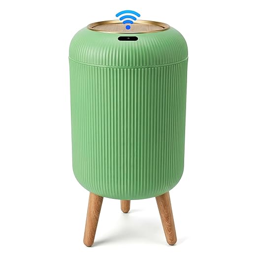 Pukomc Smart Sensor Wastebasket Convenient and Hygienic Easy to Use Technology Sensor Waterproof Wastebasket Plastic Trash can for Kitchen Bathroom Bedroom Living Room Office and Outdoor Green