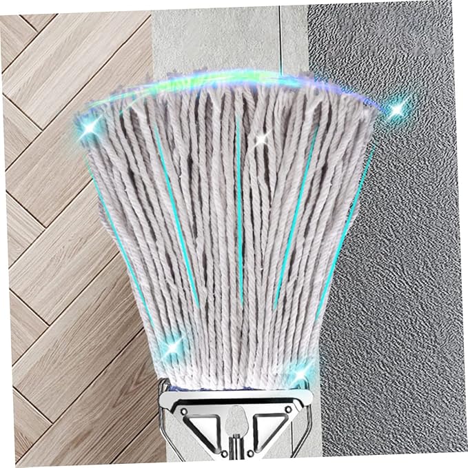 Cotton Mop with Long Handle for Wet and Dry Cleaning Durable Floor Cleaning Tool for Hardwood Laminate Tile and Excellent Water Absorption and Wear Resistance