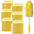 60 Pack Duster Refills Kit Fit for Swiffer Duster Handle360° Deep Cleaner Heavy Duty Replacement with 1 Handle(Yellow)
