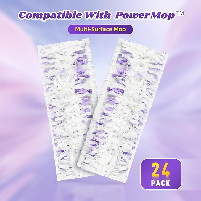 24 Pack Disposable Mop Pads for Power Mop™ Multi-Surface Mop Floor Cleaning Replacement Mopping Pads Refills