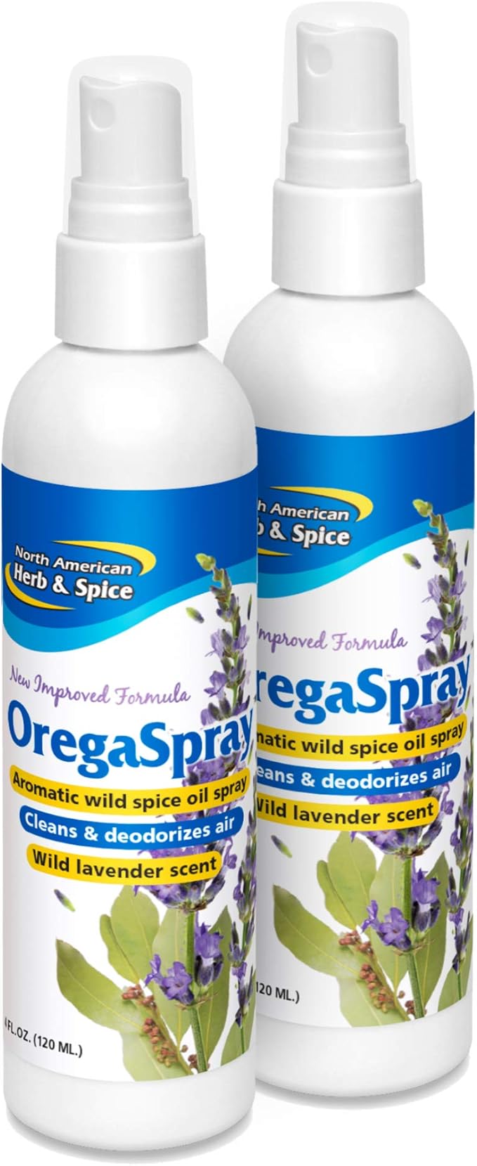 NORTH AMERICAN HERB &amp SPICE OregaSpray - 4 fl oz - Pack of 2 - Aromatic Wild Spice Oil Spray - Cleans &amp Deodorizes Air - Use as a Vegetable Wash Breath Freshener &amp More - Wild Lavender Sc