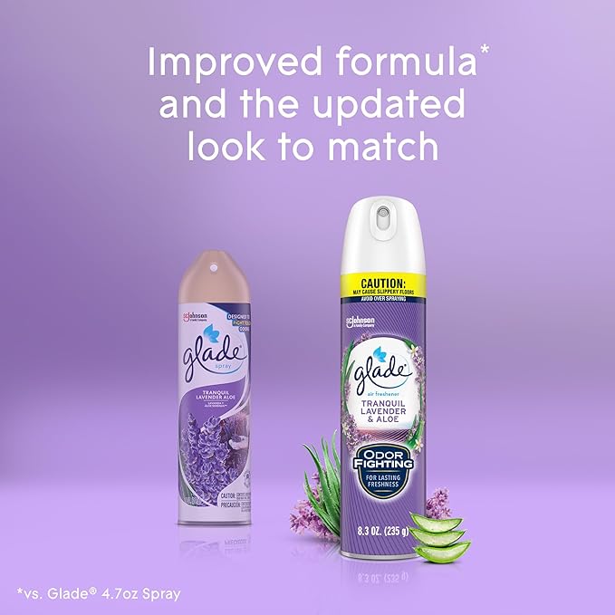 Glade Air Freshener Room Spray Tranquil Lavender &amp Aloe 8.3 oz 6 Count
