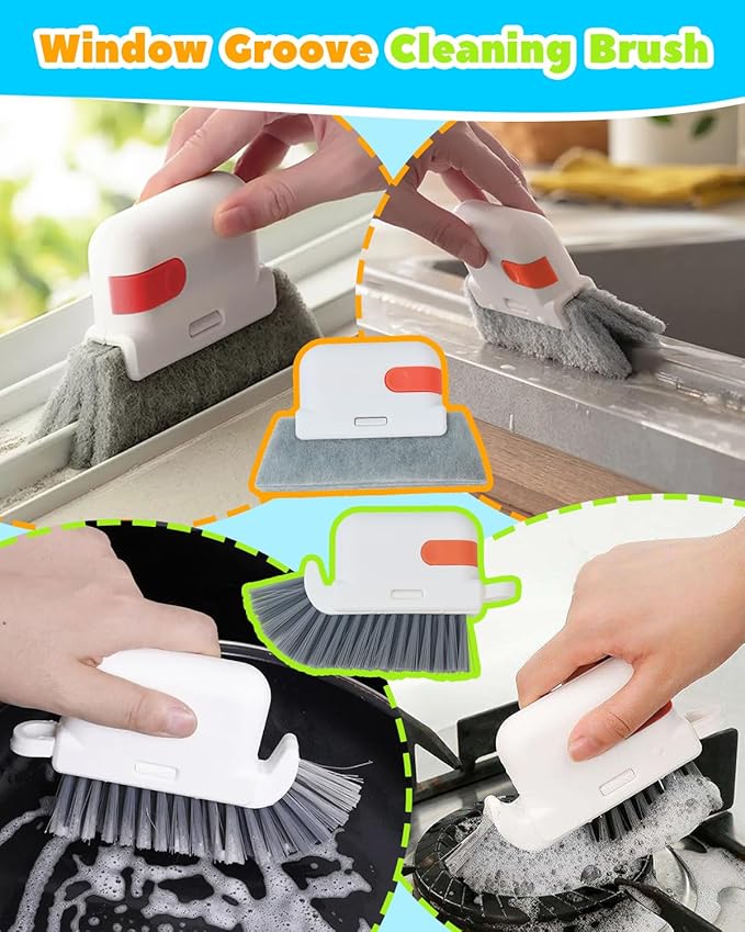 11 Pcs Blind Cleaner Duster Tool Kit – Mini &amp Window Blinds Cleaner Brush Set Air Vent &amp Track Cleaning Tools Window Groove &amp Sill Scrubber for Home Car AC Sliding Doors - Yellow