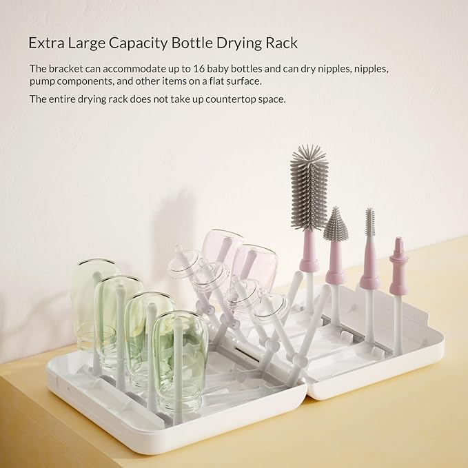 Powerful Electric Baby Bottle Brush Cleaner SetComplete with Silicone Bottle/Nipple/Gap/Straw BrushesPlus a Dispenser and Foldable Drying RackEffort Electric Cleaning BrushPortable Travel Set