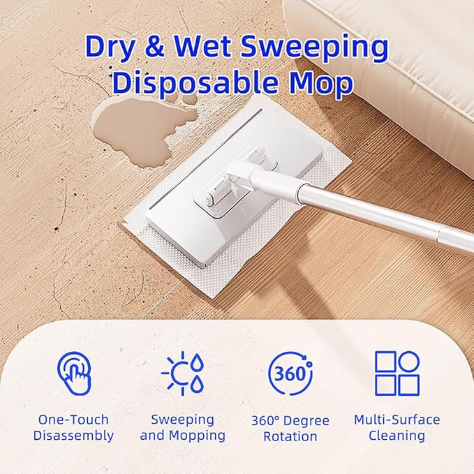 2026 New Zero Touch Clever Snap-Grip Mini Mops Mini Lazy Mop Wet and DryRetractable Gap Dust Cleaner Flat Mops with Locking Head &amp Sweeping Cloths40In Long Handle for Multi Cleaning