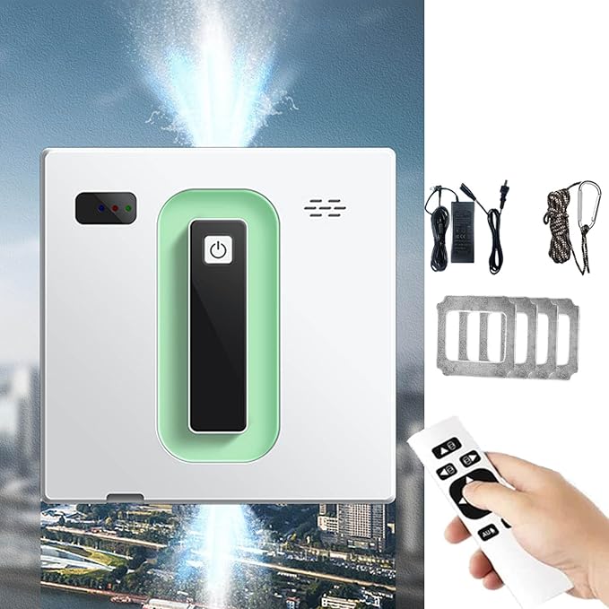 Smart Window Cleaner Robot Household Automatic Glass Cleaner Ups Power Shut Off Strength 20 Minutes for Outdoor and Indoor Windows Desk Tile Ceiling