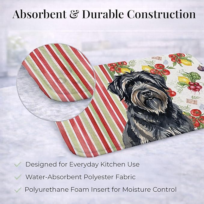 Caroline's Treasures Bouvier des Flandres Vegetables Dish Drying Mat Absorbent Dish Drying Mat Pad for Kitchen Counter Dish Drainer Mat for Countertop 14 x 21 Multicolor