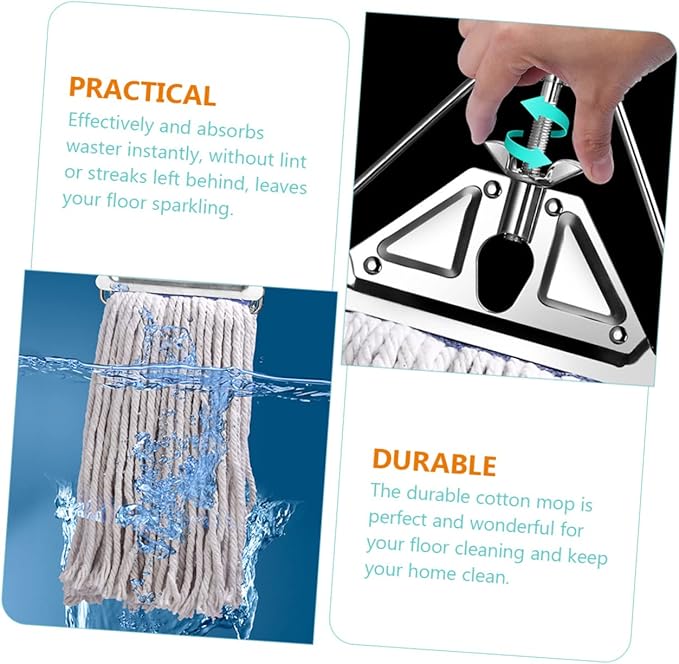 Floor Cleaning Cotton Mop Durable Wet Dry Mop with Long Handle for Hardwood Tile and Floors Excellent Absorbency and Wear Design for Easy Cleaning