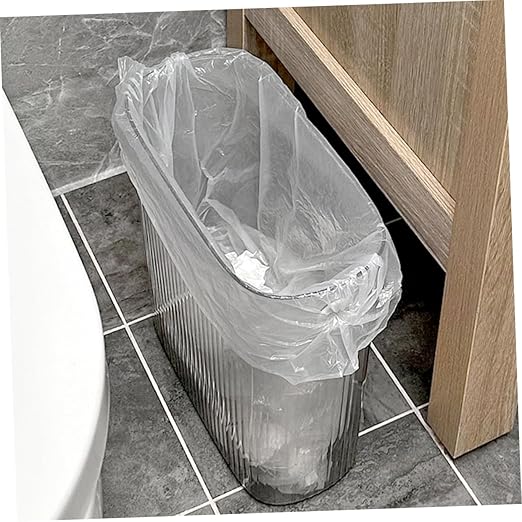 Lurrose Slim Trash Can for Narrow Spaces Design Versatile Bathroom Wastebasket for Bedroom Kitchen and Living Room Plastic Garbage Bin