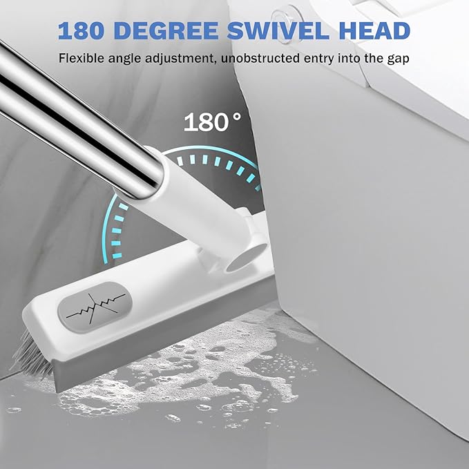 SetSail Grout Cleaner Brush with Long Handle &amp 3-in-1 Tile Tub Floor Scrubber V-Shaped Floor Scrub Brush Swivel Grout Brush Stiff Bristle Floor Grout Scrubber for Bathroom