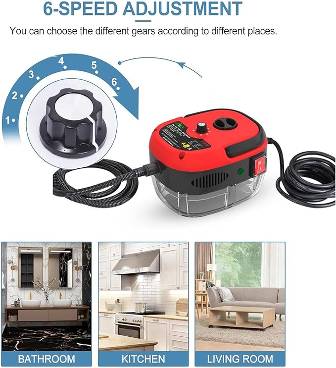 2500W Portable Handheld Steam Cleaner High Temperature Pressurized Steam Cleaning Machine with Brush Heads for Kitchen Furniture Bathroom Car