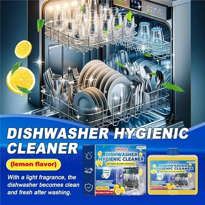 1pcs——3pcs100ml Dishwasher Cleaner &amp Descaler - Lemon Scent Removes Limescale &amp Grease Safe for Dishes Eco-Friendly Formula Compatible with Jakehoe(2pcs)