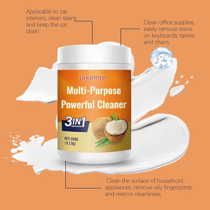 Coconut Oil Cleaning Paste All Purpose Cleaning Multi Degreaser Removes Stains on Microwave Oven Stove top Also for Bathroom Shower Glass and Sink Durable Stain (1PCS)