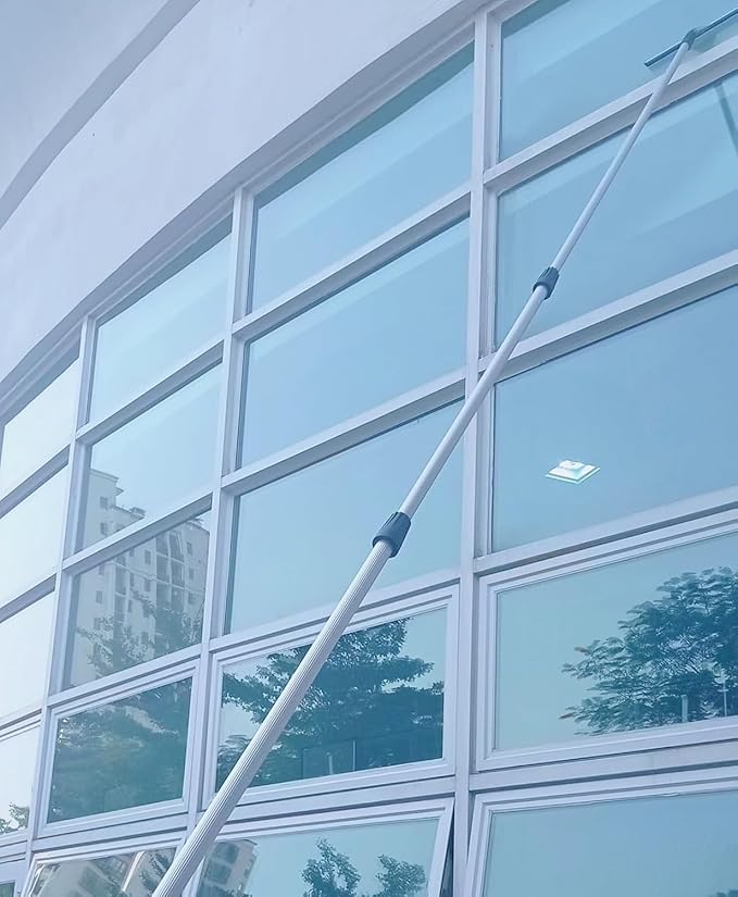 High Reach Glass Cleaning Kit with Squeegee/Microfiber Cloth Outdoor Window Washing Tool with Adjustable Long Pole for Third Floor/ 4S Showroom/Porch Ceiling(16.4ft/5M)
