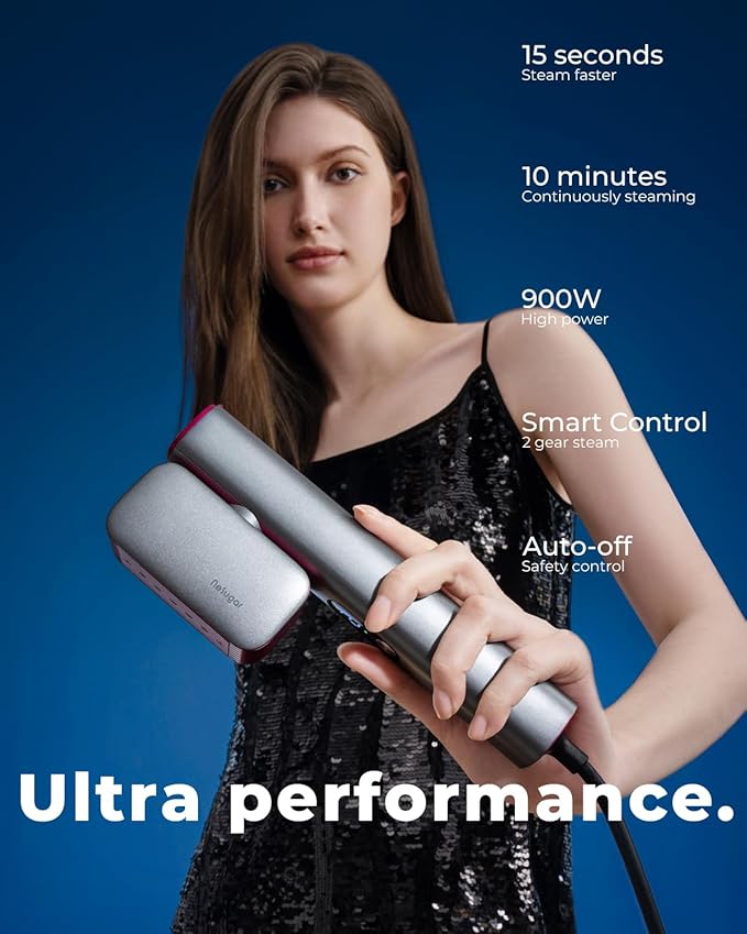 nesugar G2 Pro Smart Handheld Steamer for Clothes – Global Voltage Adaptation Palm-Sized &amp Lightweight (0.8lb) Dual Steam Modes Easy Wrinkle Remover Auto Shut-Off Travel &amp Home Double Use