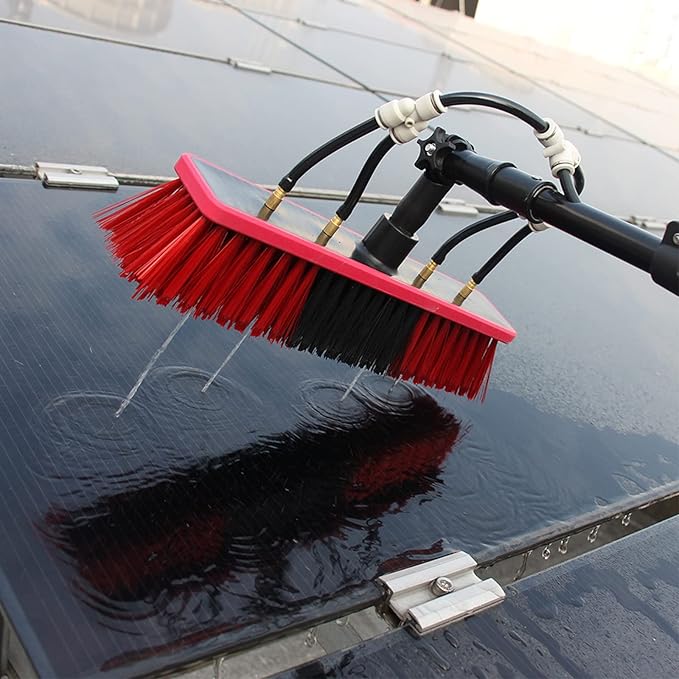Window Cleaning Pole Photovoltaic Panel Cleaning Tool Multi-Purpose Water Spray Brush Extendable Cleaner for Trucks Windows Washing 3.6-10.8M Tool 5M Rod 30 Brush Head/3.6M