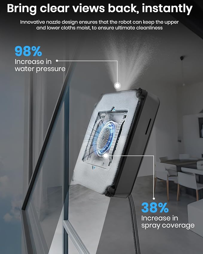 BNZ Window Cleaning Robot Nexus Ultra Black Robotic Vacuum Cleaner for Windows Mirrors Shower Doors