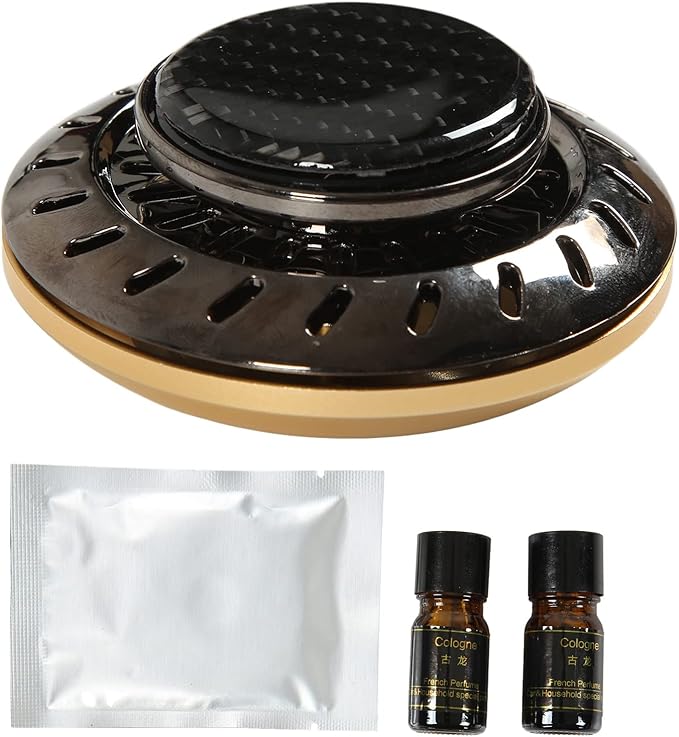 Car Air Freshener Flying Disc Design Long Lasting Aromatherapy with Plant Extracts Adjustable Fragrance Intensity Odor Removal for Car Interior Purifies Air Includes 2 (Gold)