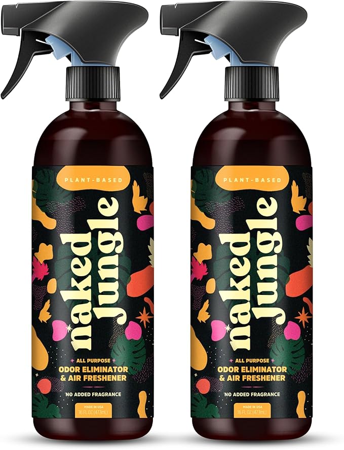 Naked Jungle Premium Plant-Based Odor Eliminator for Strong Odors Air Freshener Spray Non Toxic Air Fresheners For Home Room Deodorizer No Added Fragrances (16oz 24oz &amp 32oz)