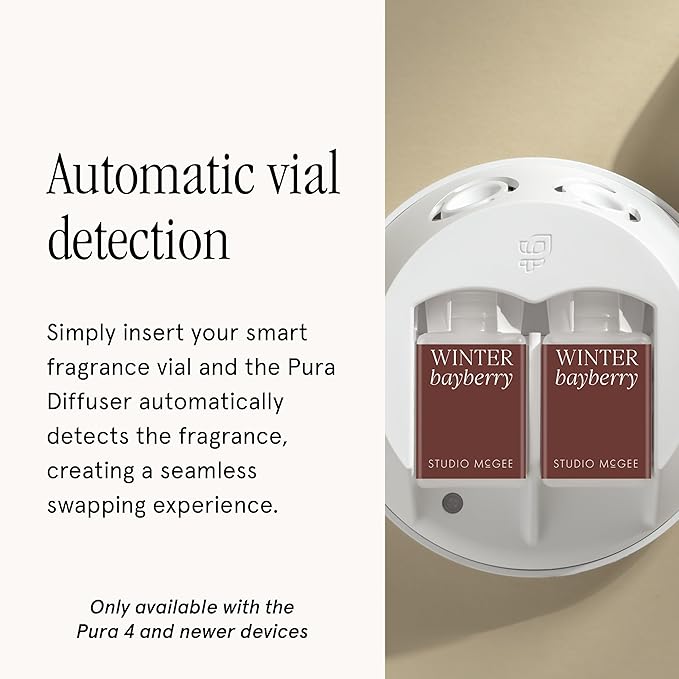 Pura x Studio McGee Home Scent Refill - Smart Air Diffuser - Up to 120-Hours of Luxury Fragrance per Refill - Home Essential - Clean &amp Safe Diffuser Fragrance - 2 Pack Winter Bayberry