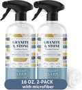 Therapy Granite Countertop Cleaner &amp Polish (2 Pack - With Microfiber) - pH Neutral Marble Cleaner Soapstone Quartz Stone Quartzite Slate Limestone Corian Laminate