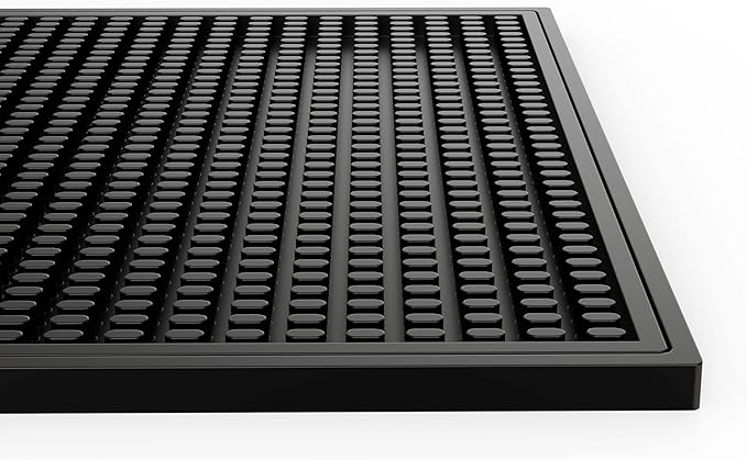 WAFT YEARN 18inX12in Bar Mat Dish Drying Mat Cocktail Service Spill Mats Bartending Countertop Kitchen Coffee Bar Silicone Non Slip Durable Flexible Absorbent Spill Resistant Rubber Heavy Duty Black