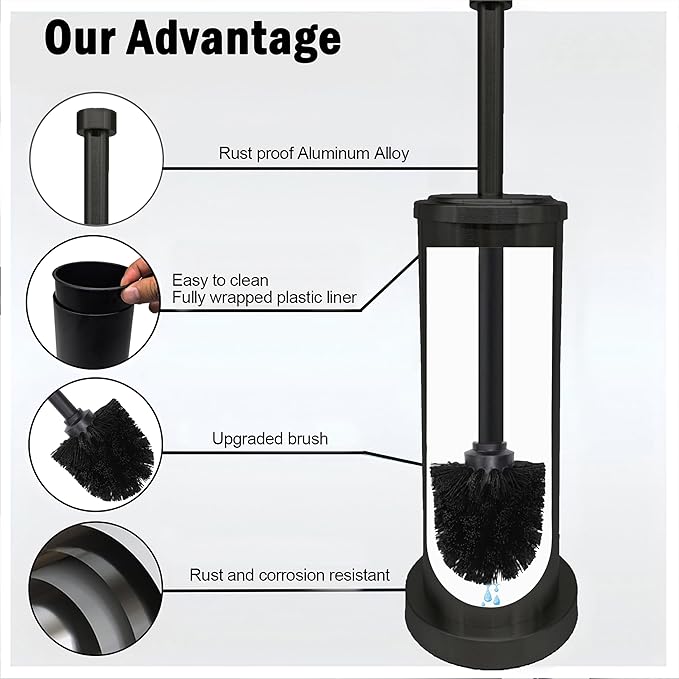 Matte Black Toilet Bowl Brush with Holder Durable Bathroom Cleaning Tool Modern Design for Easy Toilet Maintenance Bathroom Cleaner Brush for Efficient Cleaning and Hygiene