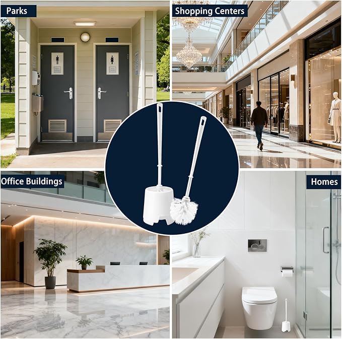 12 Pack Toilet Brushes and Holders Set13 Inch Toilet Bowl Brushes for BathroomToilet Scrub Brush with Storage Rack for Bathroom Accessories White