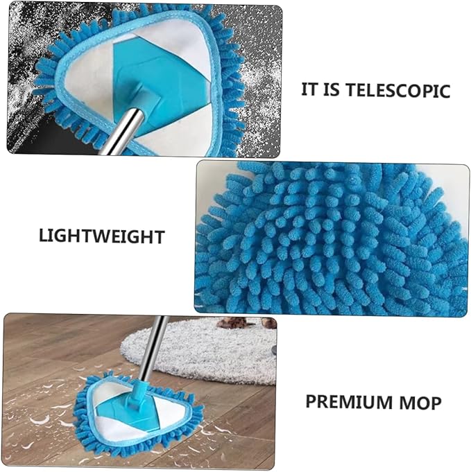 1Pc Lightweight Triangular Mop Rotatable Household Cleaning Tool Mini Mop for Hard Floors Soft Microfiber Head for Results